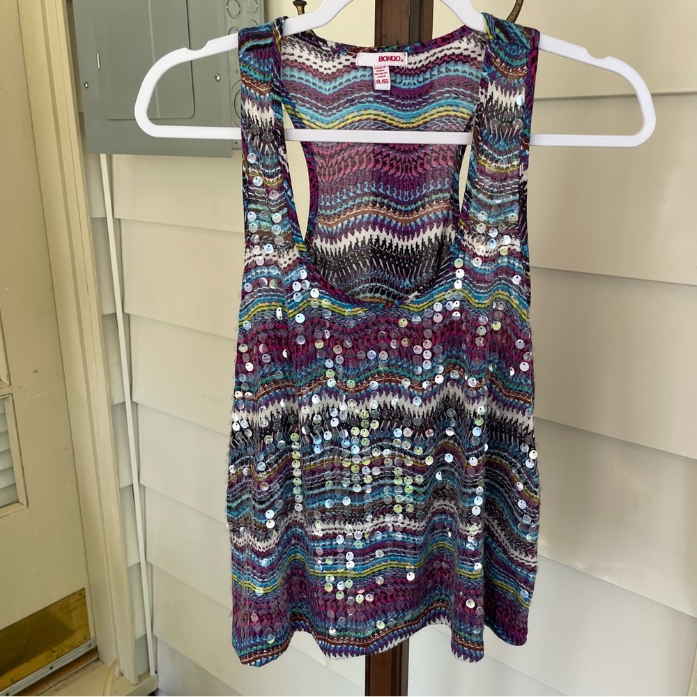 Bongo - Sequin Razorback Tank, Purple & Blue